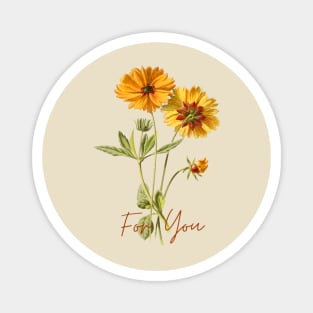 For You (Sun flower painted) Vintage and Aesthetic Magnet